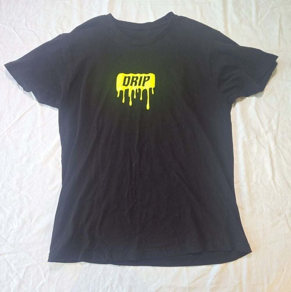 Unbranded DRIP Graphic Neon Yellow Black T-Shirt